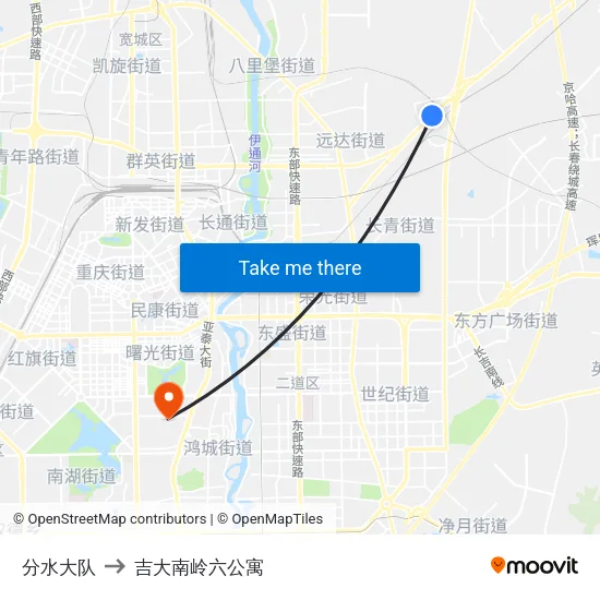 分水大队 to 吉大南岭六公寓 map