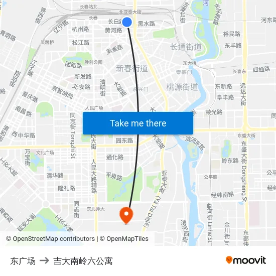 东广场 to 吉大南岭六公寓 map