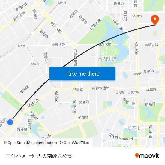 三佳小区 to 吉大南岭六公寓 map