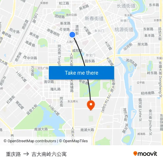 重庆路 to 吉大南岭六公寓 map