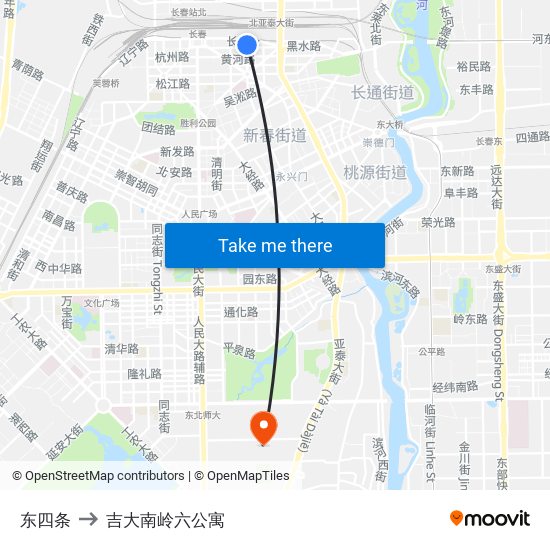 东四条 to 吉大南岭六公寓 map