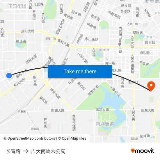 长青路 to 吉大南岭六公寓 map