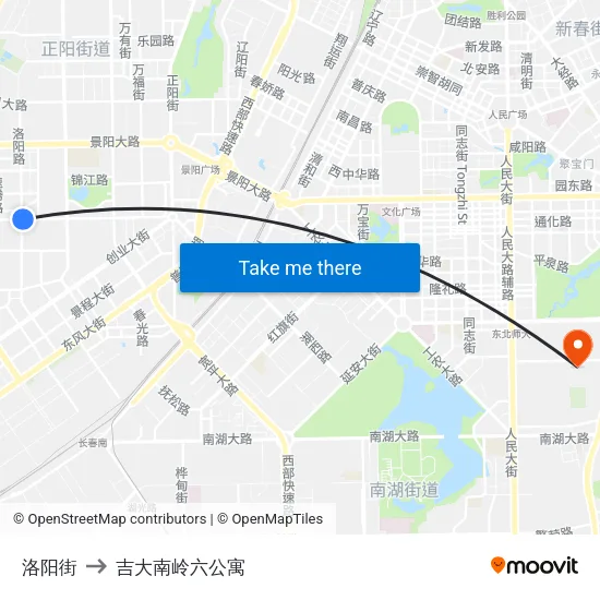 洛阳街 to 吉大南岭六公寓 map