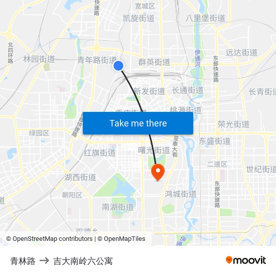青林路 to 吉大南岭六公寓 map
