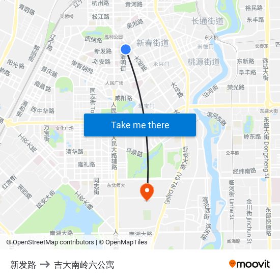 新发路 to 吉大南岭六公寓 map