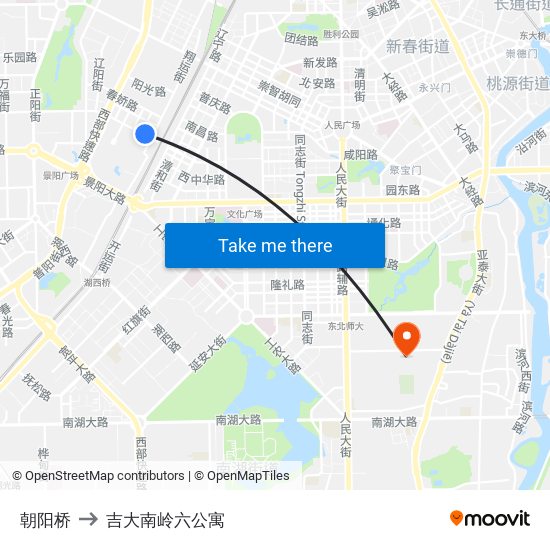 朝阳桥 to 吉大南岭六公寓 map