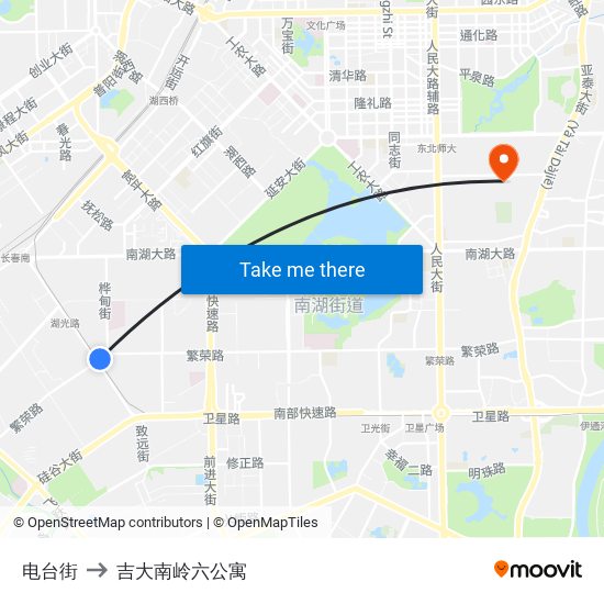 电台街 to 吉大南岭六公寓 map