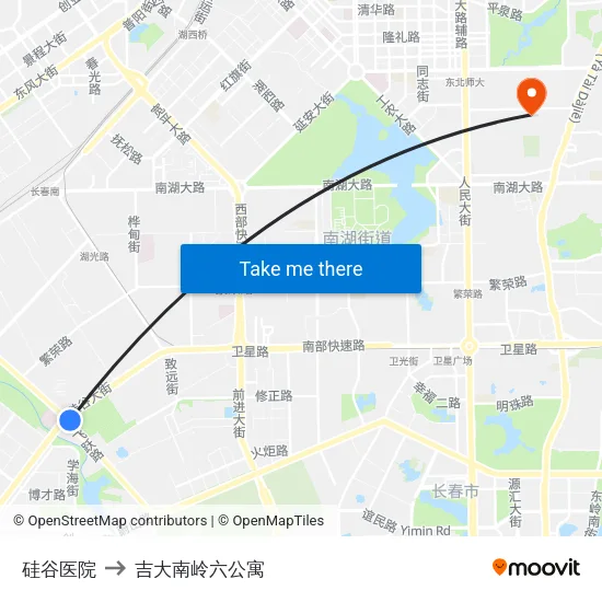 硅谷医院 to 吉大南岭六公寓 map