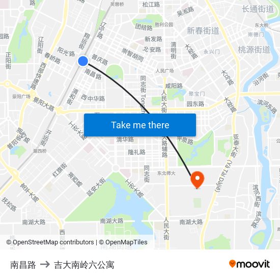 南昌路 to 吉大南岭六公寓 map