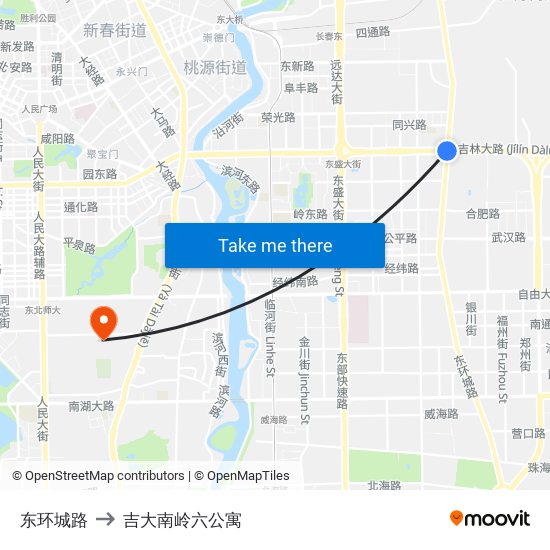 东环城路 to 吉大南岭六公寓 map