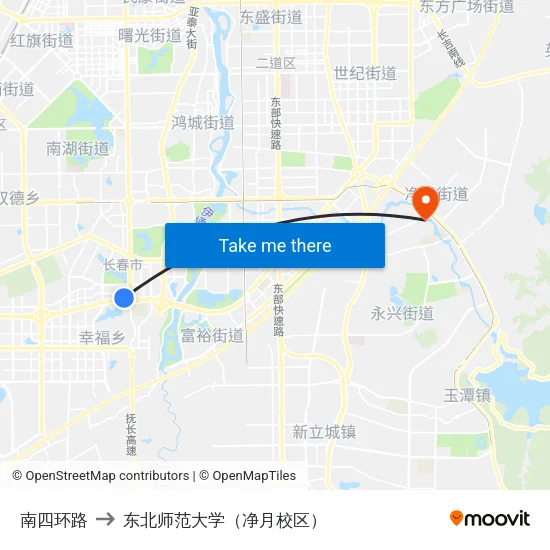 南四环路 to 东北师范大学（净月校区） map