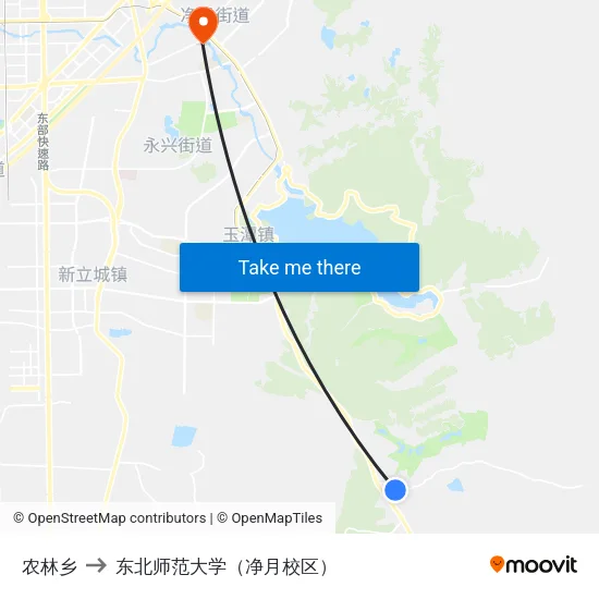 农林乡 to 东北师范大学（净月校区） map