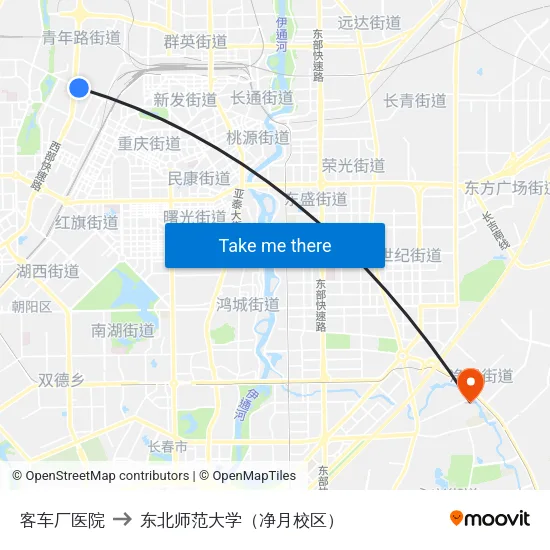 客车厂医院 to 东北师范大学（净月校区） map