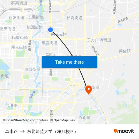 阜丰路 to 东北师范大学（净月校区） map