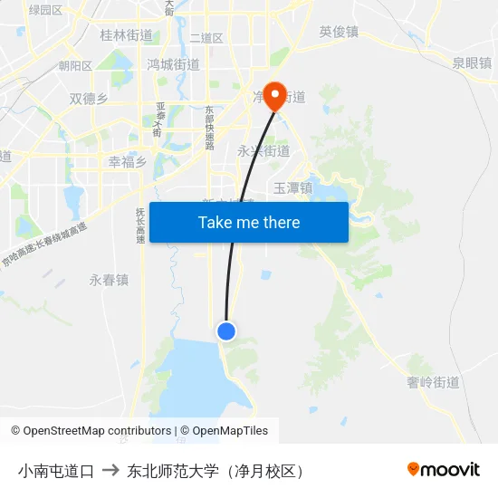 小南屯道口 to 东北师范大学（净月校区） map