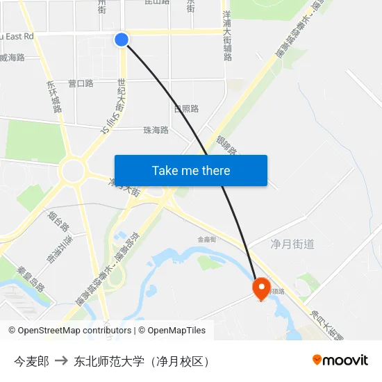 今麦郎 to 东北师范大学（净月校区） map