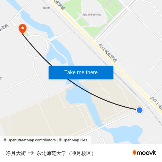 净月大街 to 东北师范大学（净月校区） map