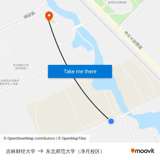 吉林财经大学 to 东北师范大学（净月校区） map