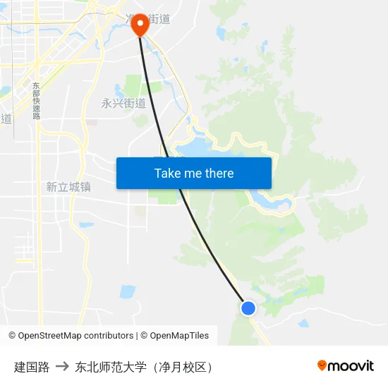 建国路 to 东北师范大学（净月校区） map