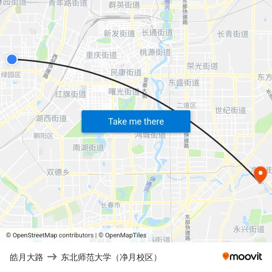皓月大路 to 东北师范大学（净月校区） map