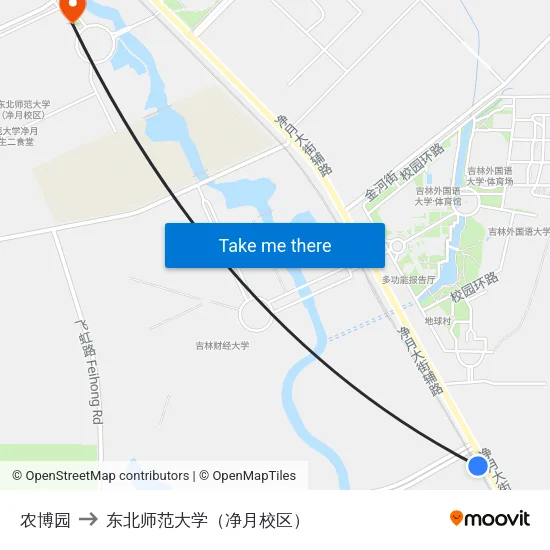 农博园 to 东北师范大学（净月校区） map