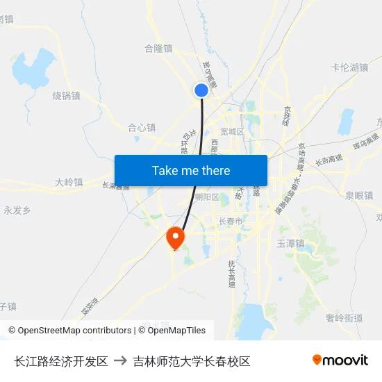 长江路经济开发区 to 吉林师范大学长春校区 map