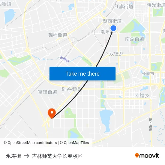 永寿街 to 吉林师范大学长春校区 map