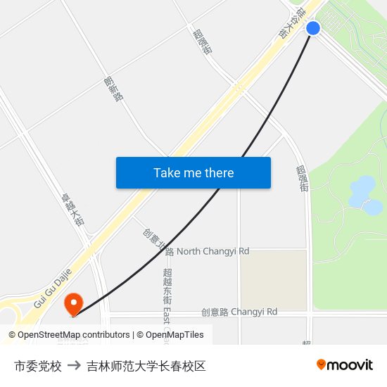 市委党校 to 吉林师范大学长春校区 map