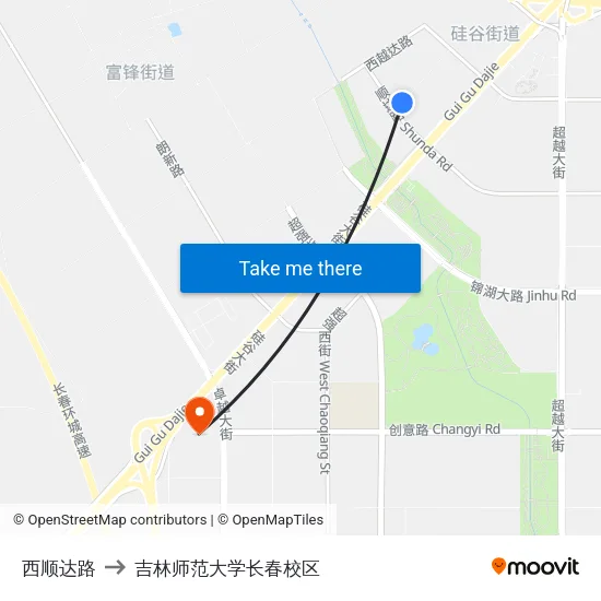 西顺达路 to 吉林师范大学长春校区 map
