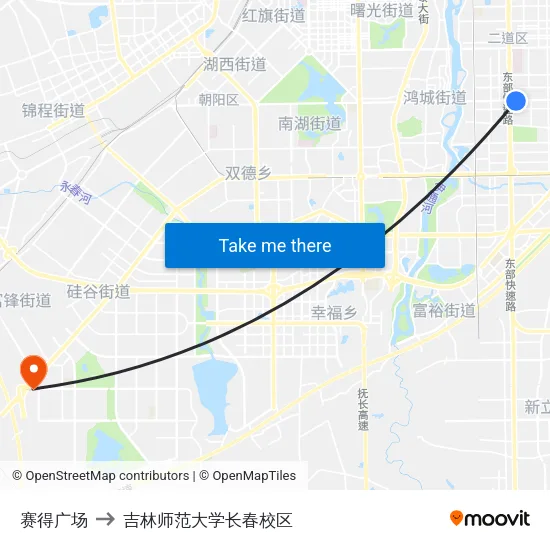 赛得广场 to 吉林师范大学长春校区 map