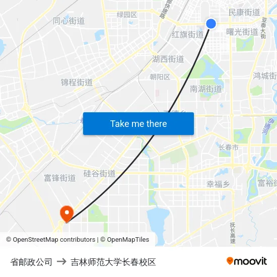 省邮政公司 to 吉林师范大学长春校区 map