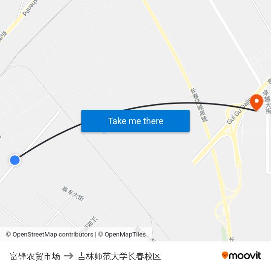 富锋农贸市场 to 吉林师范大学长春校区 map