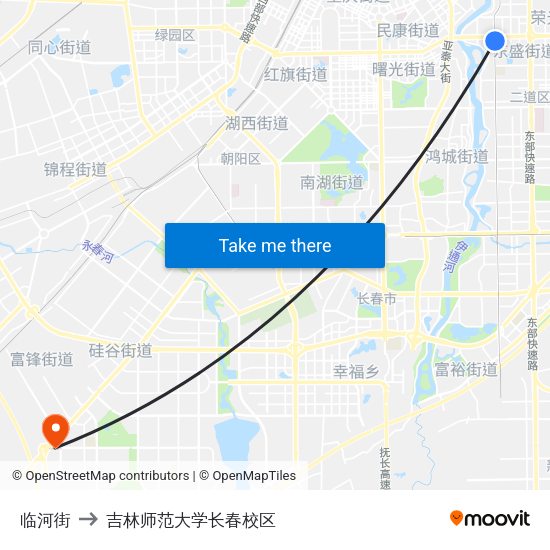 临河街 to 吉林师范大学长春校区 map