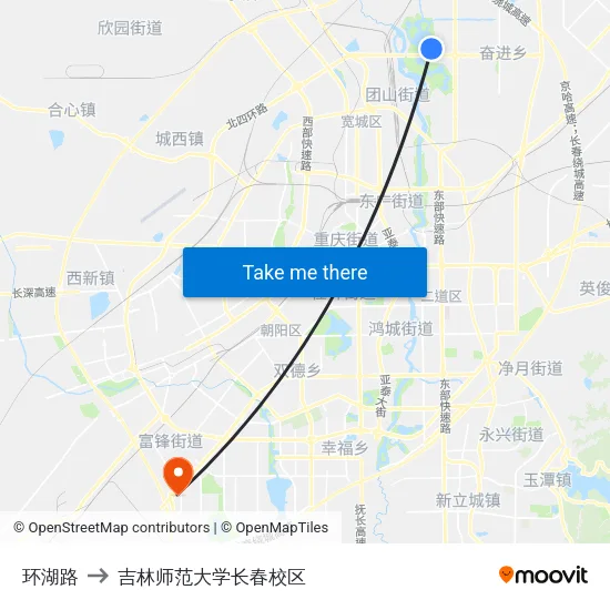 环湖路 to 吉林师范大学长春校区 map