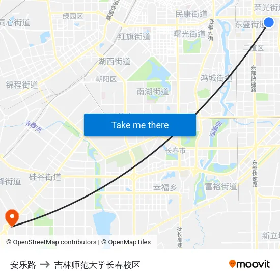 安乐路 to 吉林师范大学长春校区 map