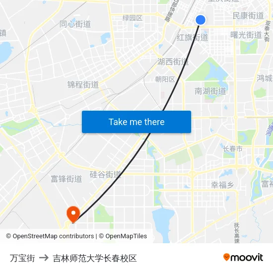 万宝街 to 吉林师范大学长春校区 map