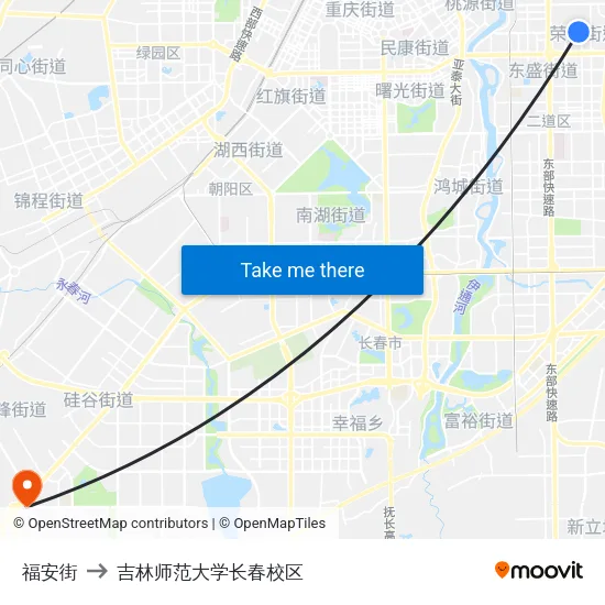 福安街 to 吉林师范大学长春校区 map
