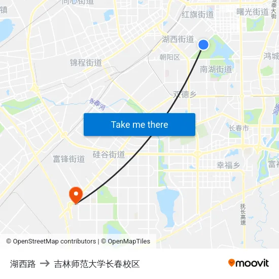 湖西路 to 吉林师范大学长春校区 map