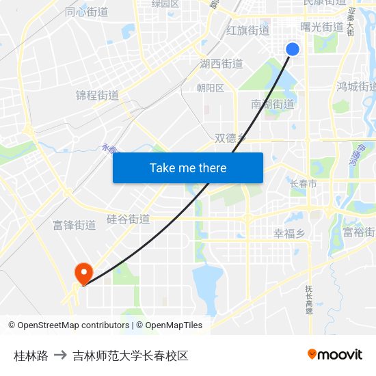 桂林路 to 吉林师范大学长春校区 map