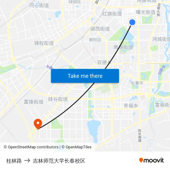 桂林路 to 吉林师范大学长春校区 map