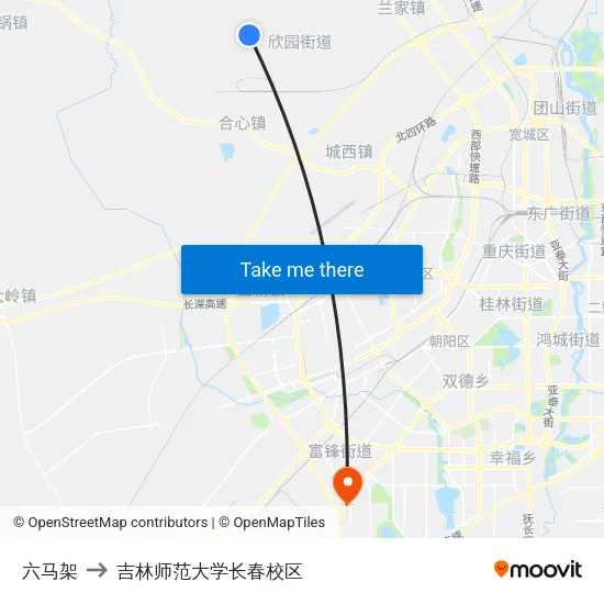 六马架 to 吉林师范大学长春校区 map