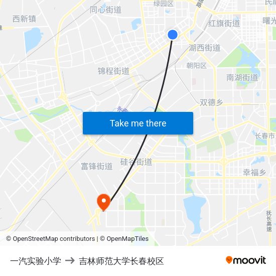 一汽实验小学 to 吉林师范大学长春校区 map