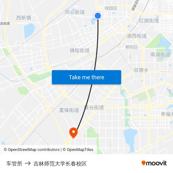 车管所 to 吉林师范大学长春校区 map