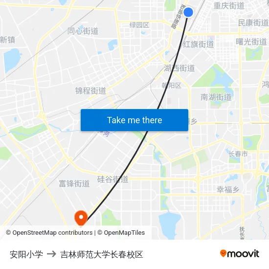 安阳小学 to 吉林师范大学长春校区 map