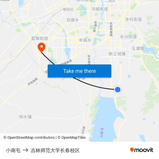 小南屯 to 吉林师范大学长春校区 map
