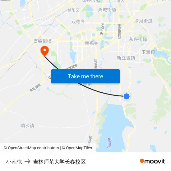 小南屯 to 吉林师范大学长春校区 map