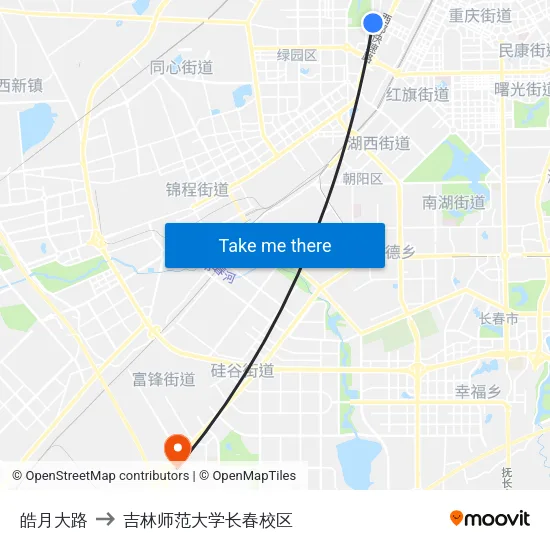 皓月大路 to 吉林师范大学长春校区 map