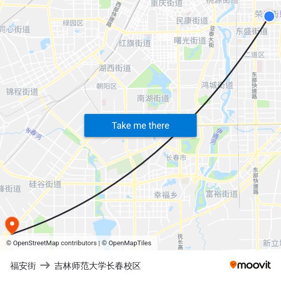 福安街 to 吉林师范大学长春校区 map