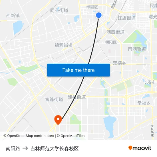 南阳路 to 吉林师范大学长春校区 map
