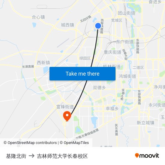 基隆北街 to 吉林师范大学长春校区 map